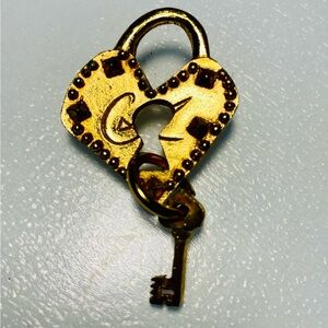 Vintage Christian Lacroix Gold Heart Lock with Key
